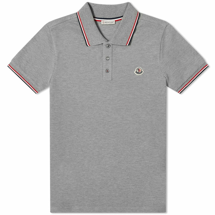 Photo: Moncler Men's Classic Logo Polo Shirt in Steel Grey