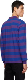 Noah Purple & Blue Striped Long Sleeve Polo