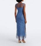 SIR Leif embroidered mesh maxi dress