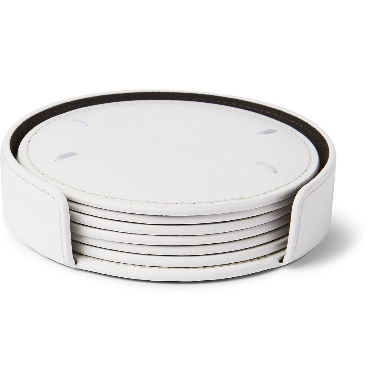 MAISON MARGIELA - Set of Six Leather Coasters - White Maison Margiela