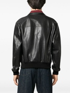 Gucci Black Web-Detail Leather Jacket