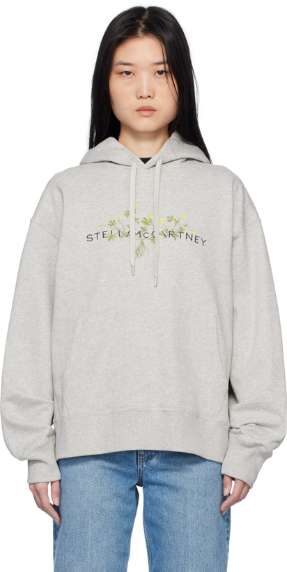 Photo: Stella McCartney Gray Floral Embroidered Logo Hoodie
