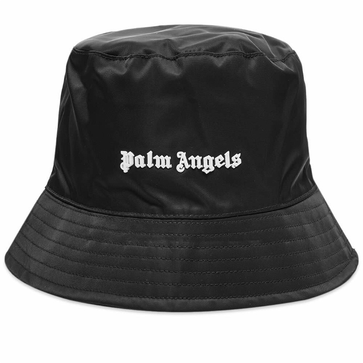 Photo: Palm Angels Women's Classic Logo Bucket Hat in Black/White