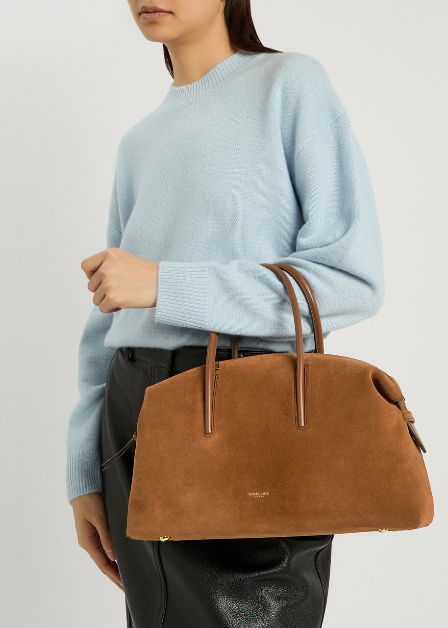 Demellier The Stockholm Midi Suede top Handle bag - Tan - One Size