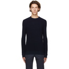 Ermenegildo Zegna Navy Cashmere Crewneck Sweater