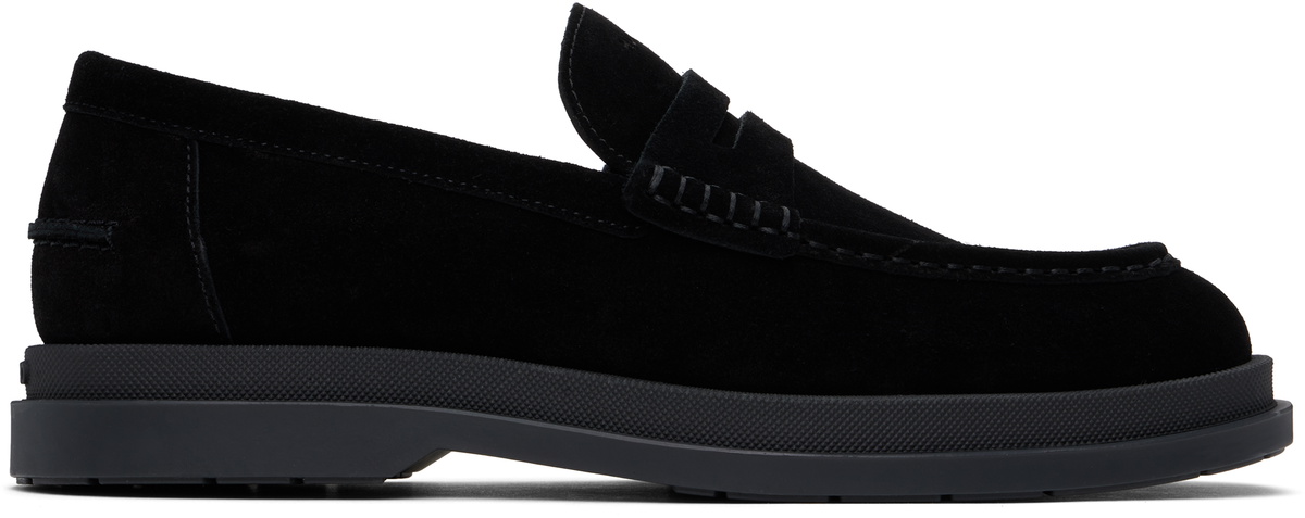 Hugo Black Double Stitching Loafers Hugo Boss