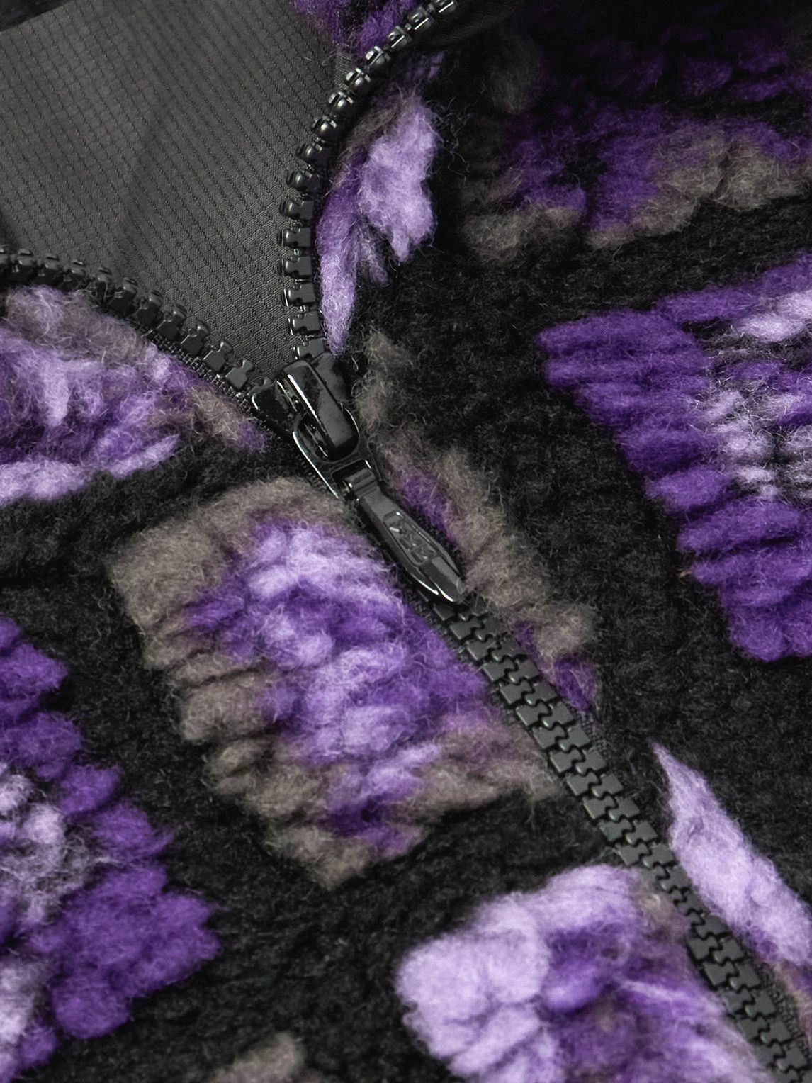 Needles - Checked Fleece Zip-Up Jacket - Purple Needles