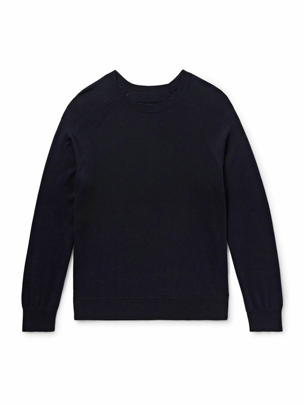Photo: Nili Lotan - Reggie Silk and Cotton-Blend Sweater - Blue