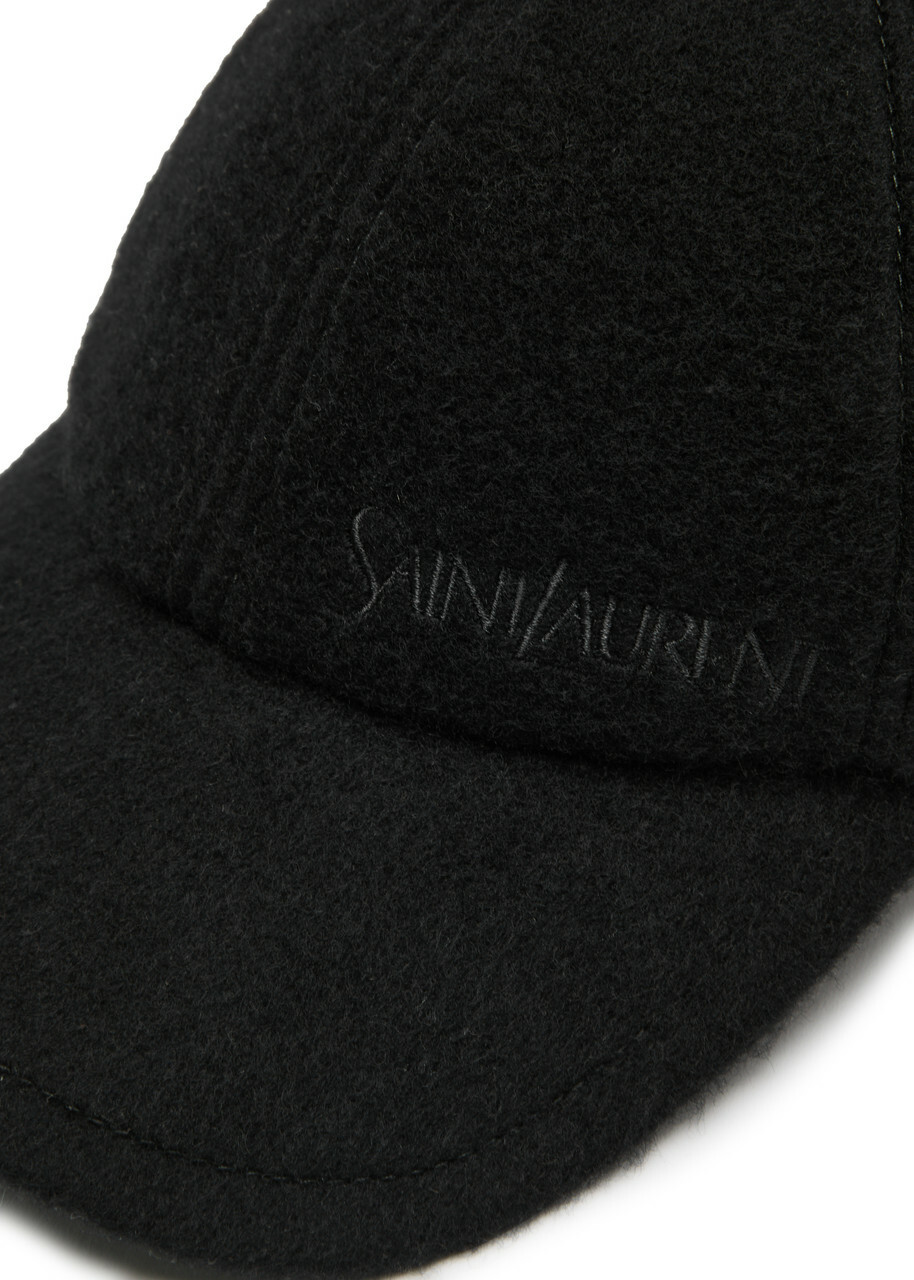 Saint Laurent Logo-embroidered Cashmere cap Black