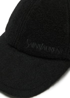 Saint Laurent Logo-embroidered Cashmere cap Black