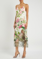 Alice + Olivia Juliette Floral-printed Satin Midi Dress Pink
