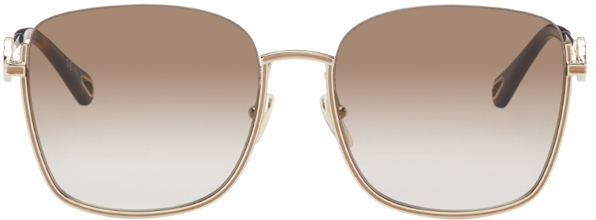 Chloe Marcie Narrow Oval Sunglasses- Havana Brown main image 0