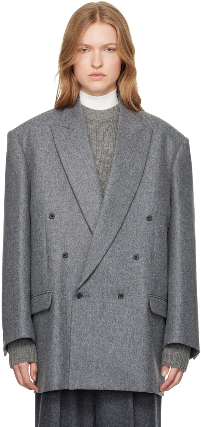 Carven Gray Double-Breasted Blazer