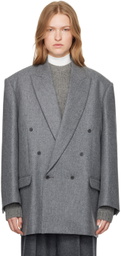 Carven Gray Double-Breasted Blazer