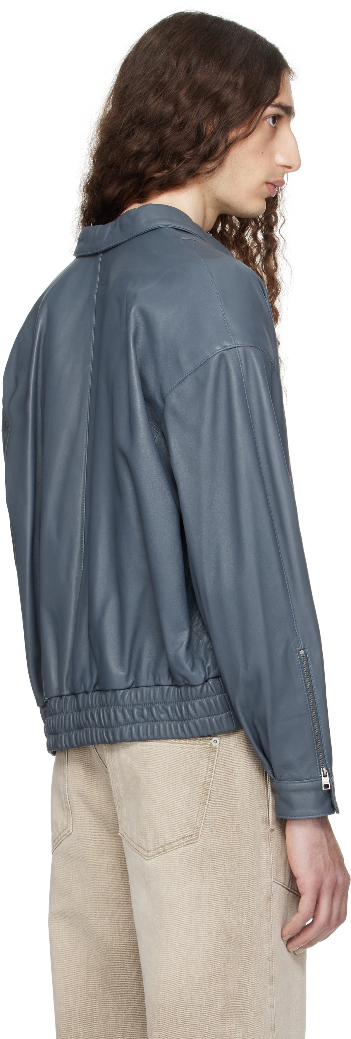 Paloma Wool Blue Lora Leather Jacket