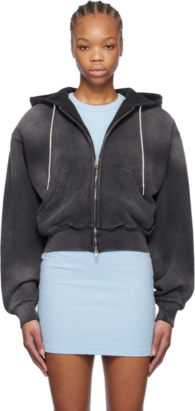 Photo: alexanderwang.t Gray Cropped Zip-Up Hoodie