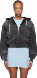 alexanderwang.t Gray Cropped Zip-Up Hoodie