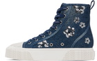 Marc Jacobs Navy 'The Sequin Daisy Denim High Top' Sneakers