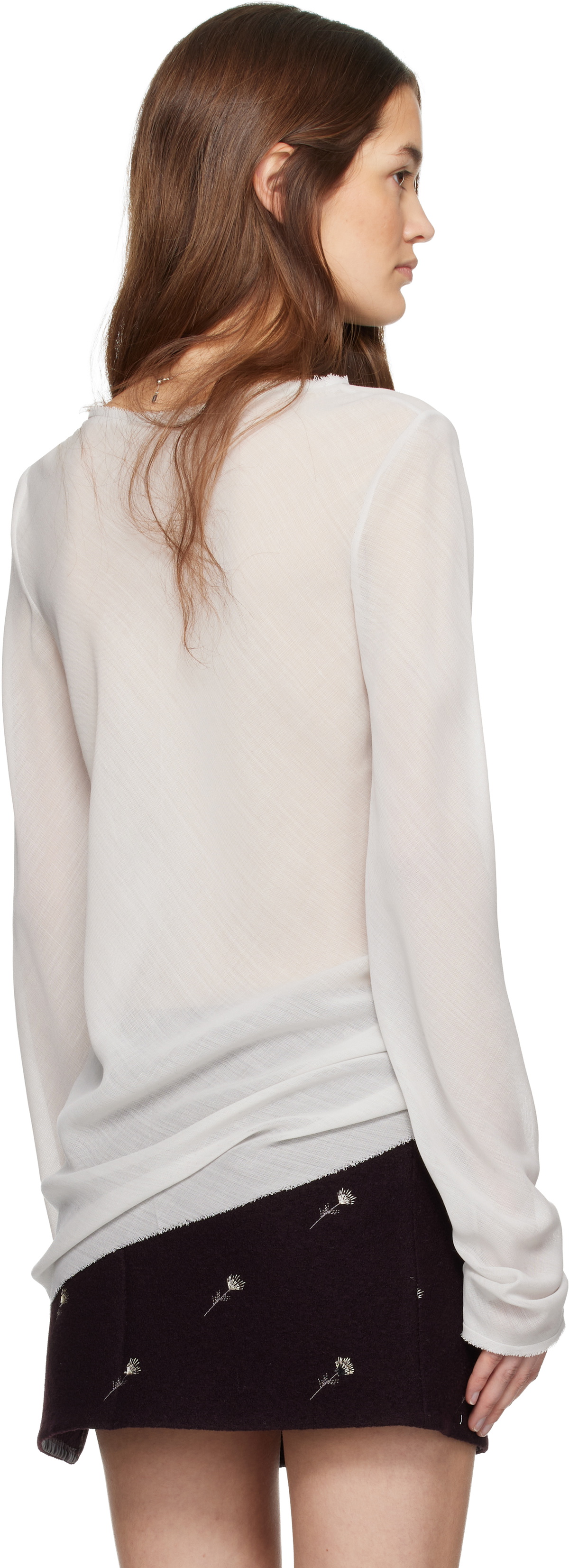 Rier Gray Wool Gauze Blouse