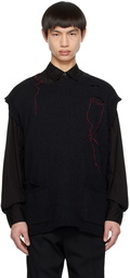 Yohji Yamamoto Black Embroidered Vest