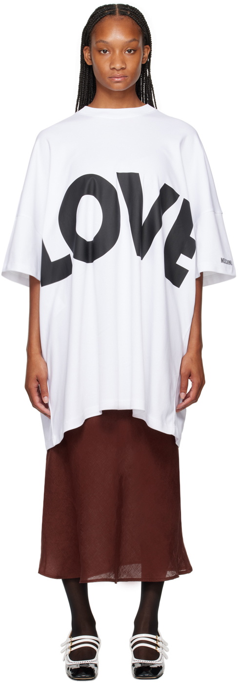 Moschino Couture White Printed Viscose Sheath Mini Dress