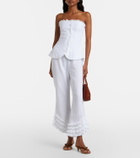 Posse Florence ruffled linen wide-leg pants