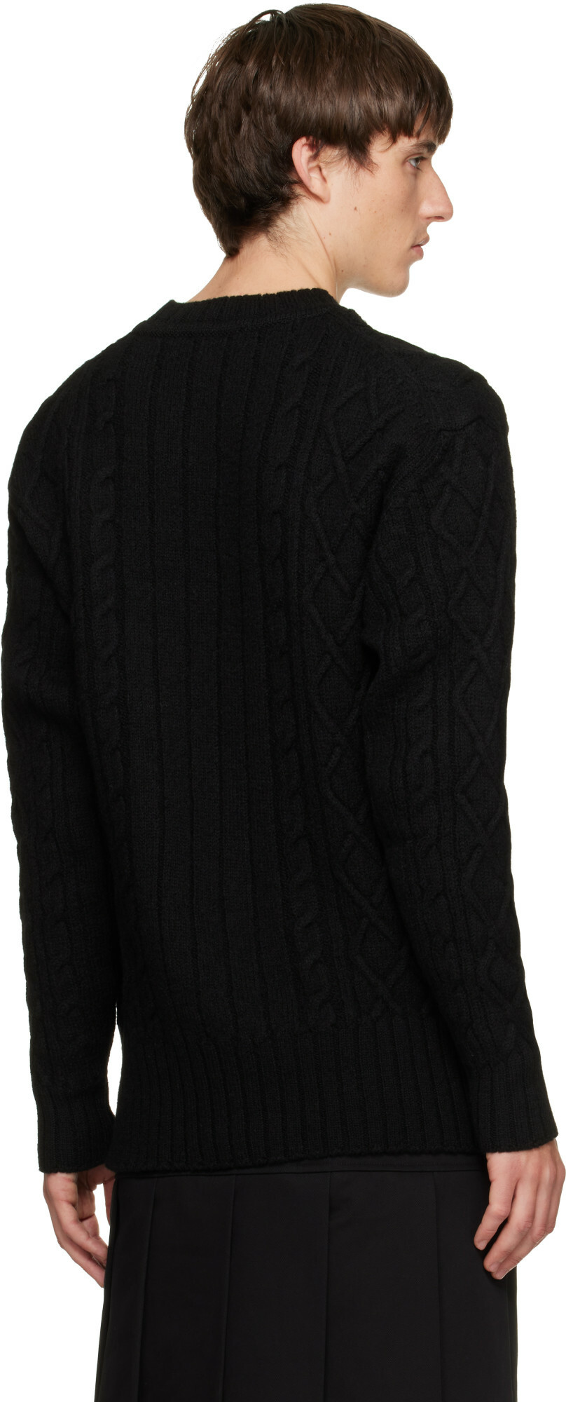 Simone Rocha Black Cable Knit Slash Sweater