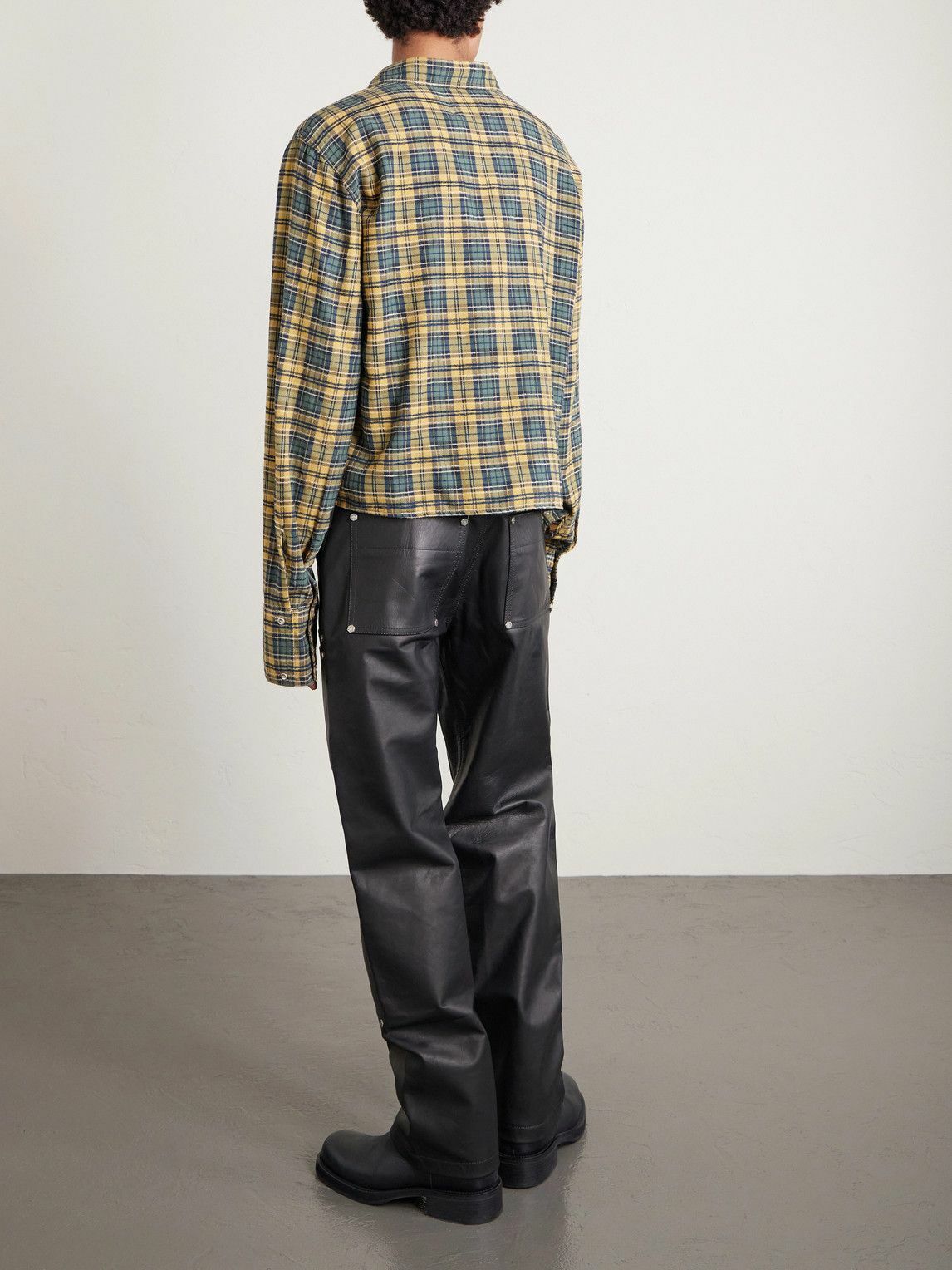 424 - HOORSENBUHS Checked Cotton-Blend Flannel Shirt - Yellow