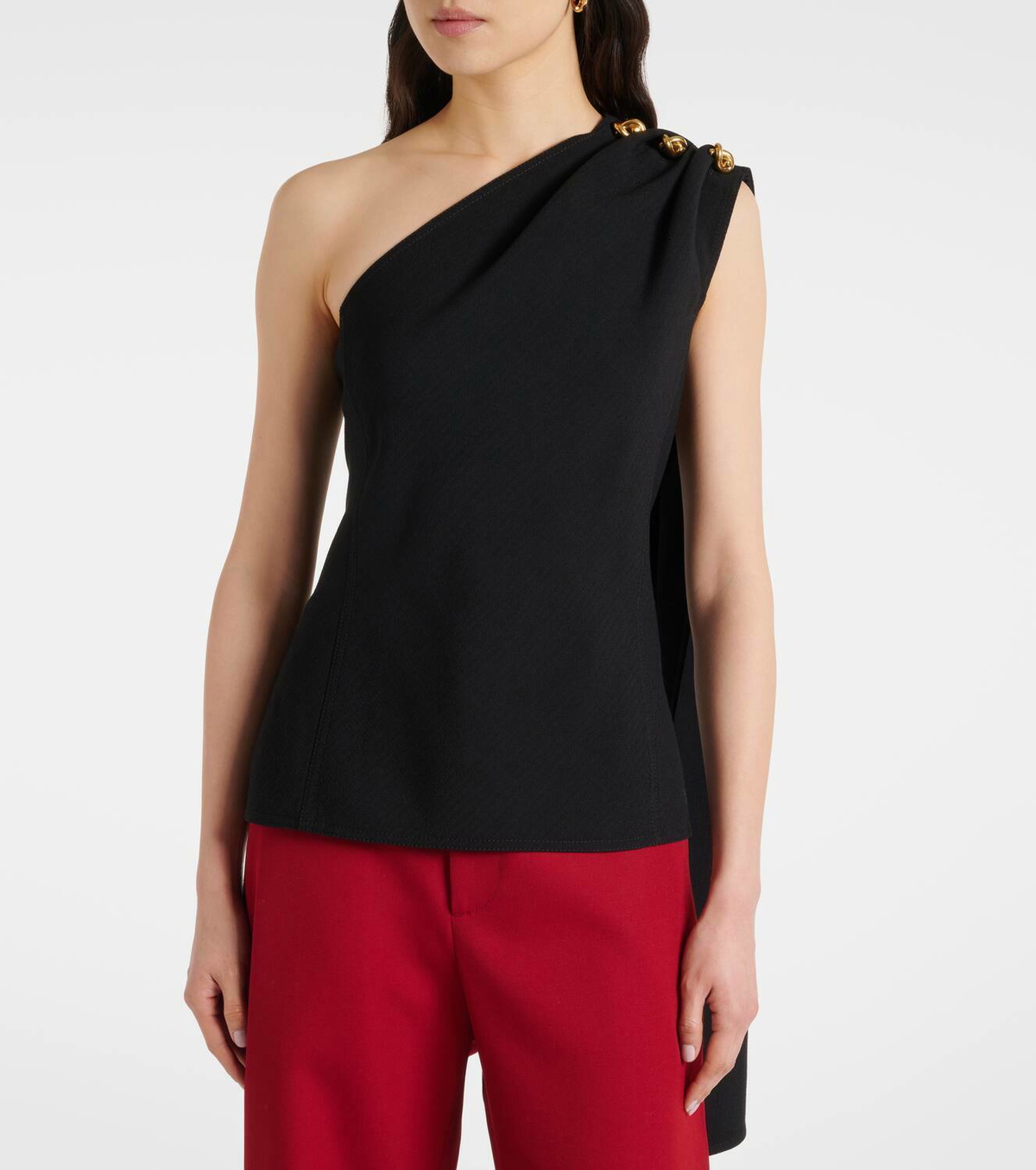 Bottega Veneta Knot caped draped crêpe top