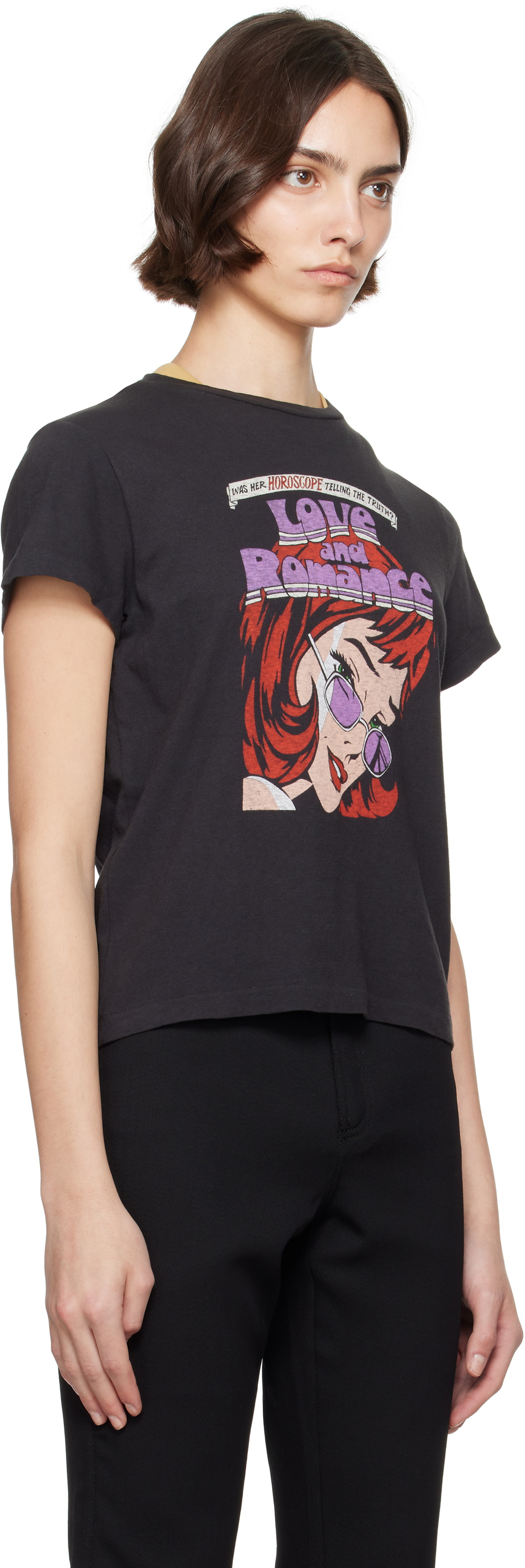Re/Done Black Classic 'Romance' T-shirt Re/Done