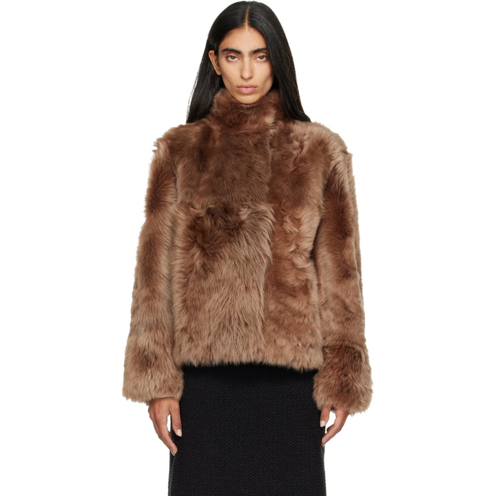 Photo: Yves Salomon Brown Lambskin Shearling Short Jacket