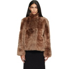Yves Salomon Brown Lambskin Shearling Short Jacket