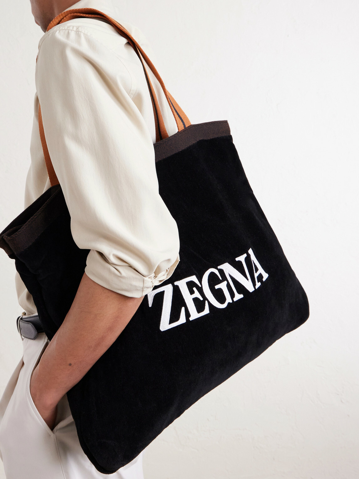 Zegna - Logo-Embroidered Cotton-Terry Beach Towel Tote Bag