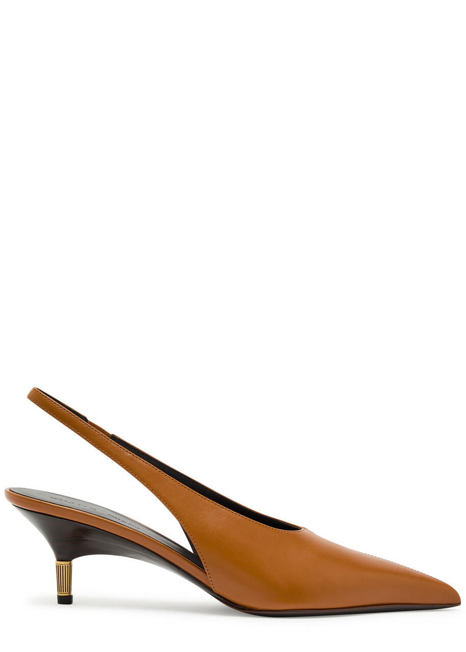 Khaite Bella 55 18kt Gold-plated Leather Slingback Pumps