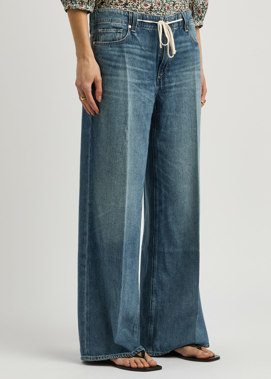 Paige Zoey Belted Wide-leg Jeans Blue