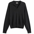 Moncler Men's Cashmere Wool Open Collar Polo in Grey