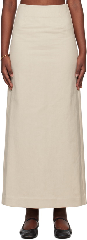 Photo: Ruohan Beige Pencil Denim Maxi Skirt
