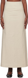 Ruohan Beige Pencil Denim Maxi Skirt