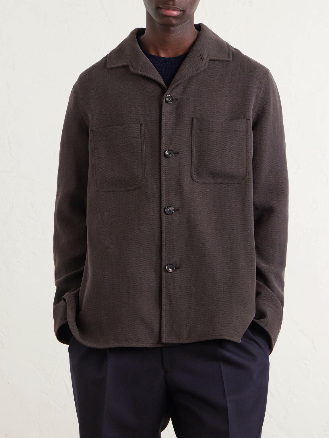 Loro Piana - Evandro Herringbone Linen Overshirt - Brown