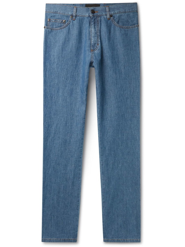 Photo: Ermenegildo Zegna - Straight-Leg Stone-Washed Jeans - Blue