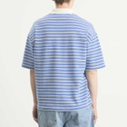 A.P.C. Men's Ruben Jacquard Stripe Polo in Blue/White