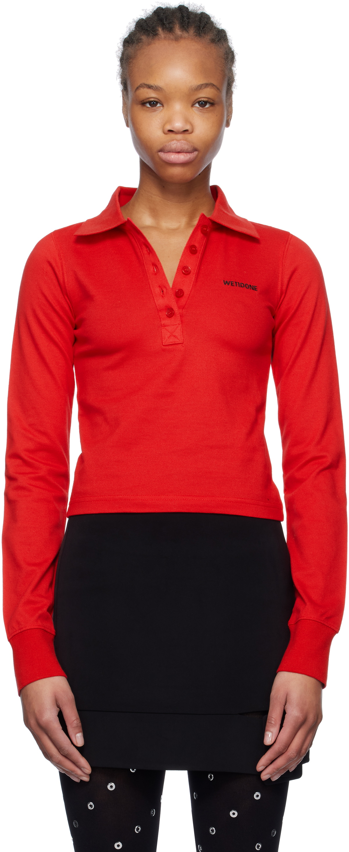 We11done Red Cotton Logo Polo