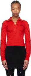 We11done Red Cotton Logo Polo