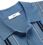 Mr P. - Striped Cotton Polo Shirt - Blue