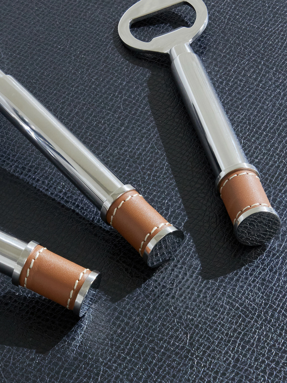 Ralph Lauren Home - Wyatt Leather-Trimmed Silver-Tone Bar Tool Set