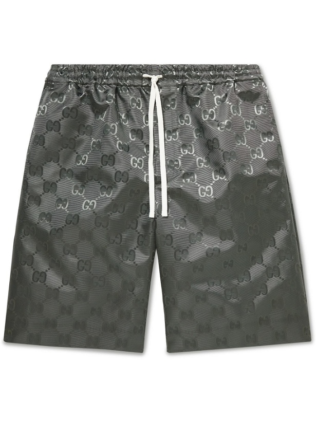 Photo: Gucci - Logo-Jacquard Shell Drawstring Shorts - Gray