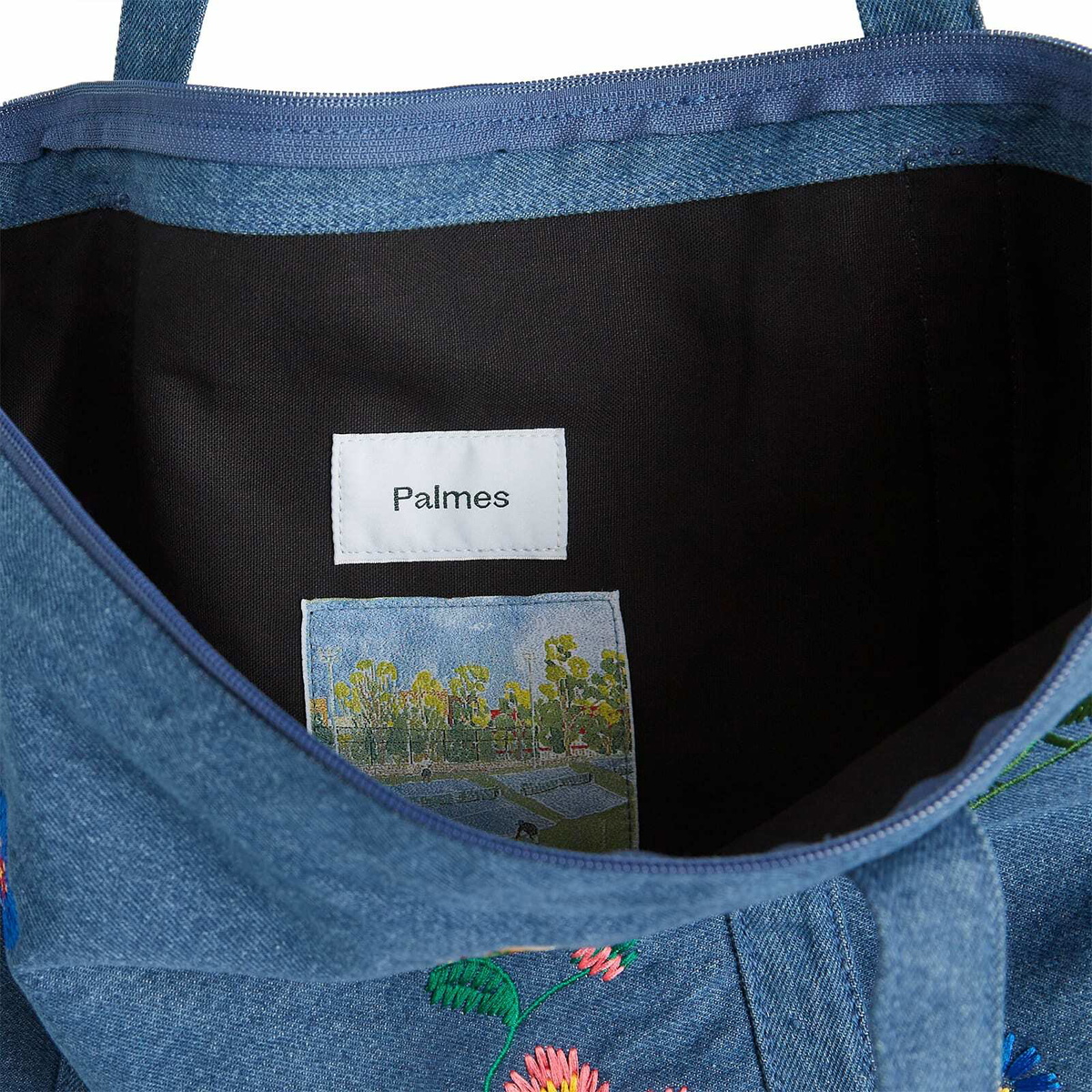 Palmes Men's Floral Tote Bag in Denim 