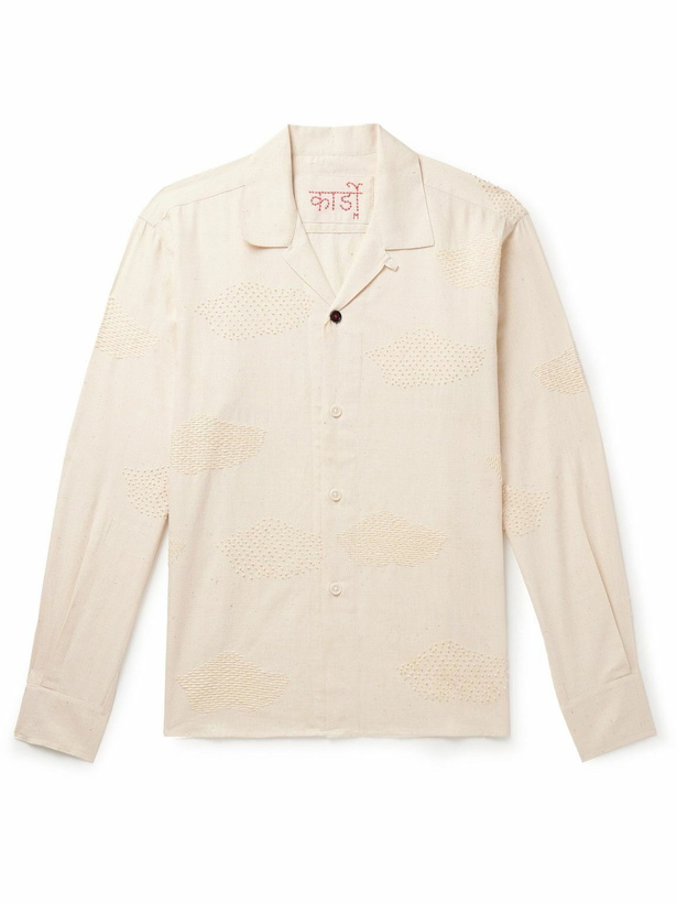 Photo: Kardo - Ronen Convertible-Collar Embroidered Cotton-Canvas Shirt - White