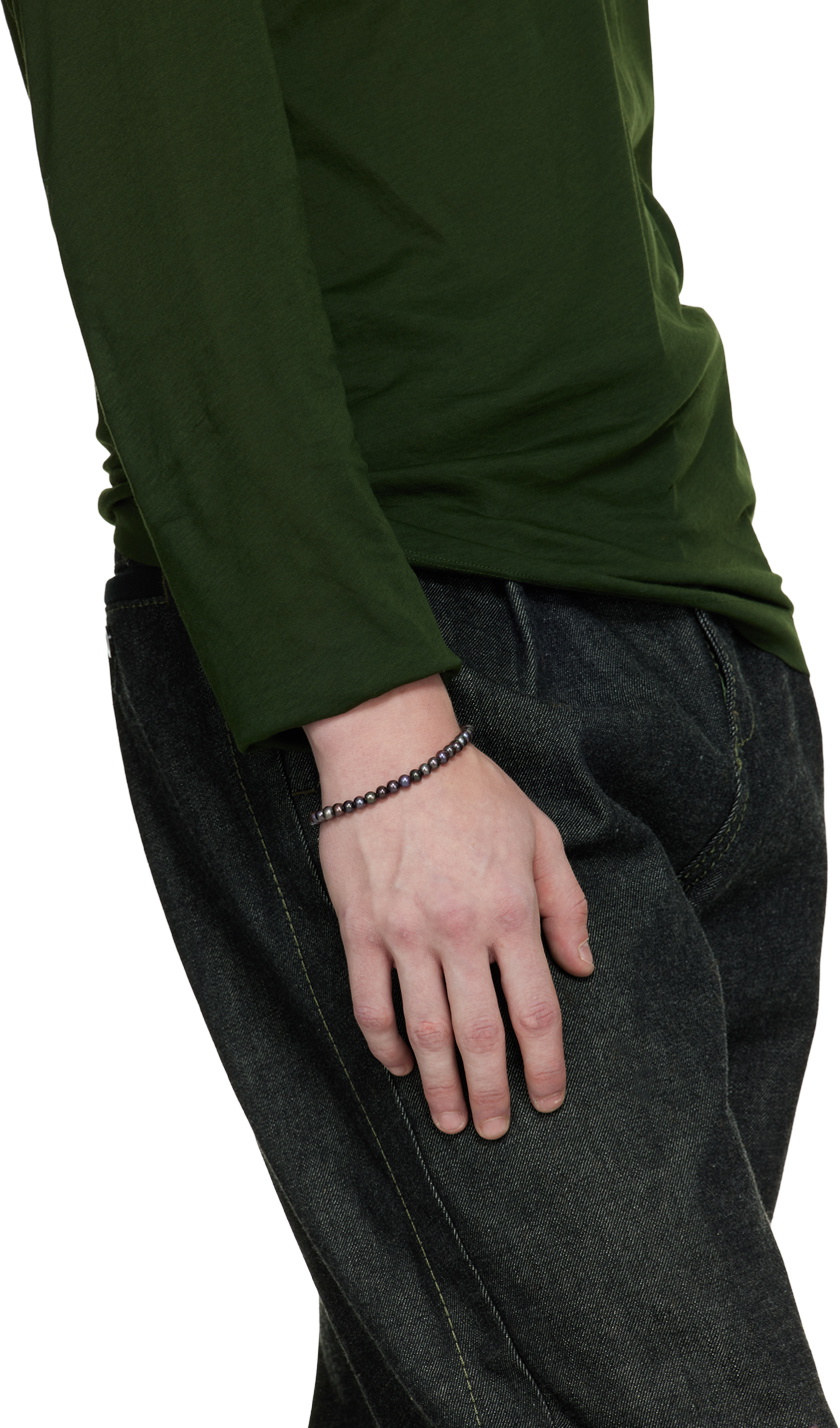 SWEETLIMEJUICE Silver & Black Pearl T-Bar Bracelet