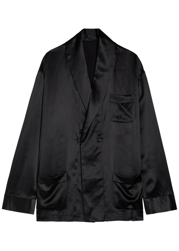 Photo: Delos Gilbert Double-breasted Silk Jacket Black